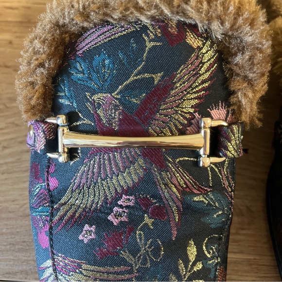 SAM EDELMAN Danica Tapestry Horsebit Fur-Lined Slip On Mule Loafer Flats Size 11 - Picture 7 of 14